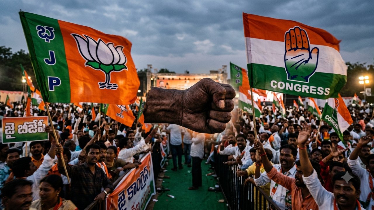 Karimnagar: కరీంనగర్లో రాజకీయ రణరంగం.. పీక్స్ లో కాంగ్రెస్-బీజేపీ మధ్య వార్!..