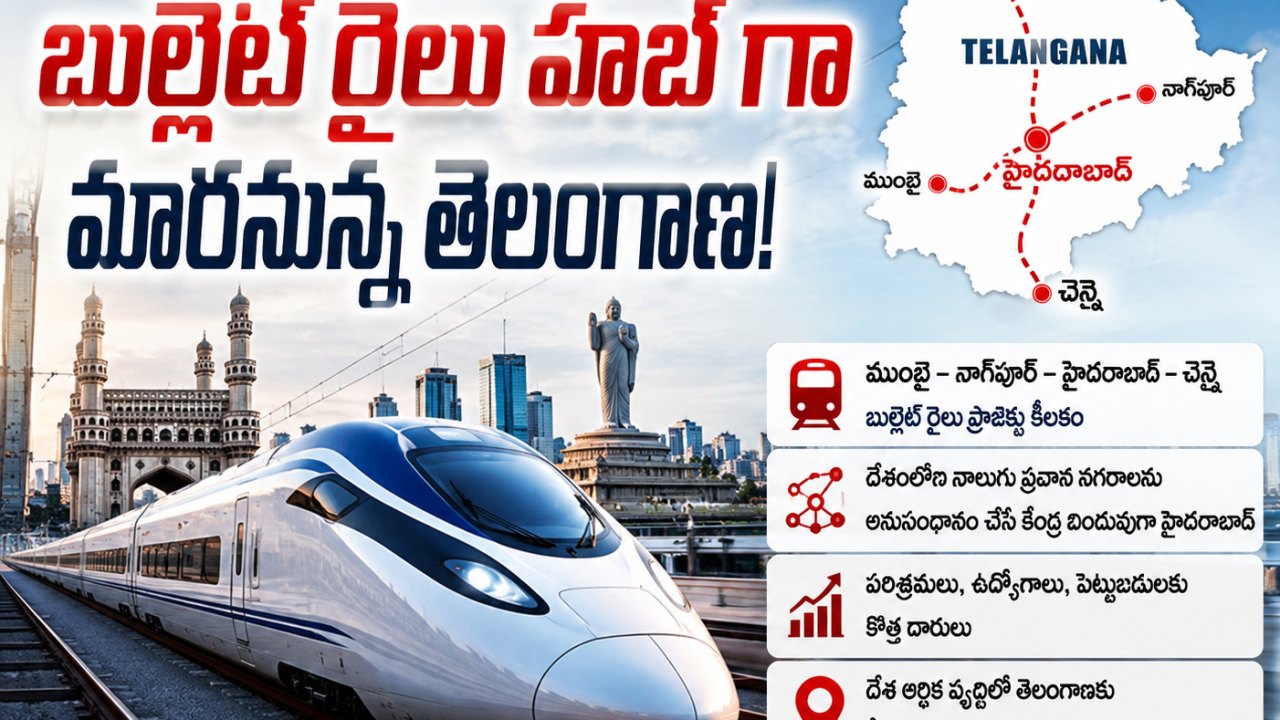 రాష్ట్రం పై కేంద్రం ఫోకస్.. బుల్లెట్ రైలు హబ్ గా మారనున్న తెలంగాణ!..