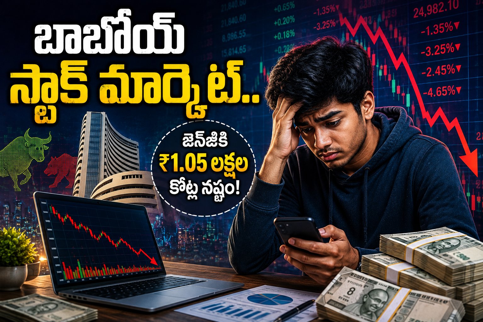 జెన్జీకి స్టాక్ మార్కెట్ షాక్.. ₹1.05 లక్షల కోట్ల నష్టం!