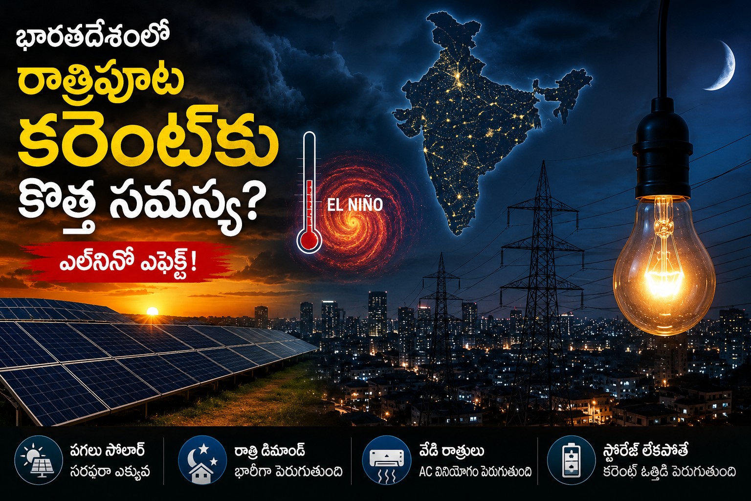 పగలు సోలార్ పవర్ ఓకే.. రాత్రి కరెంట్కు టెన్షన్! ఎల్నినోతో భారత్కు కొత్త సవాల్!