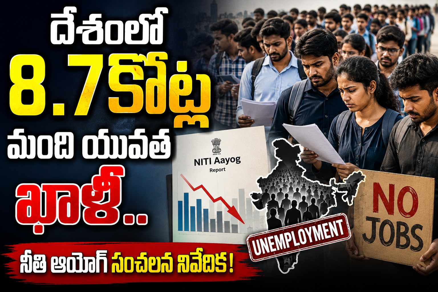 దేశంలో 8.7కోట్ల మంది యువత ఖాళీ.. నీతి ఆయోగ్ సంచలన నివేదిక!
