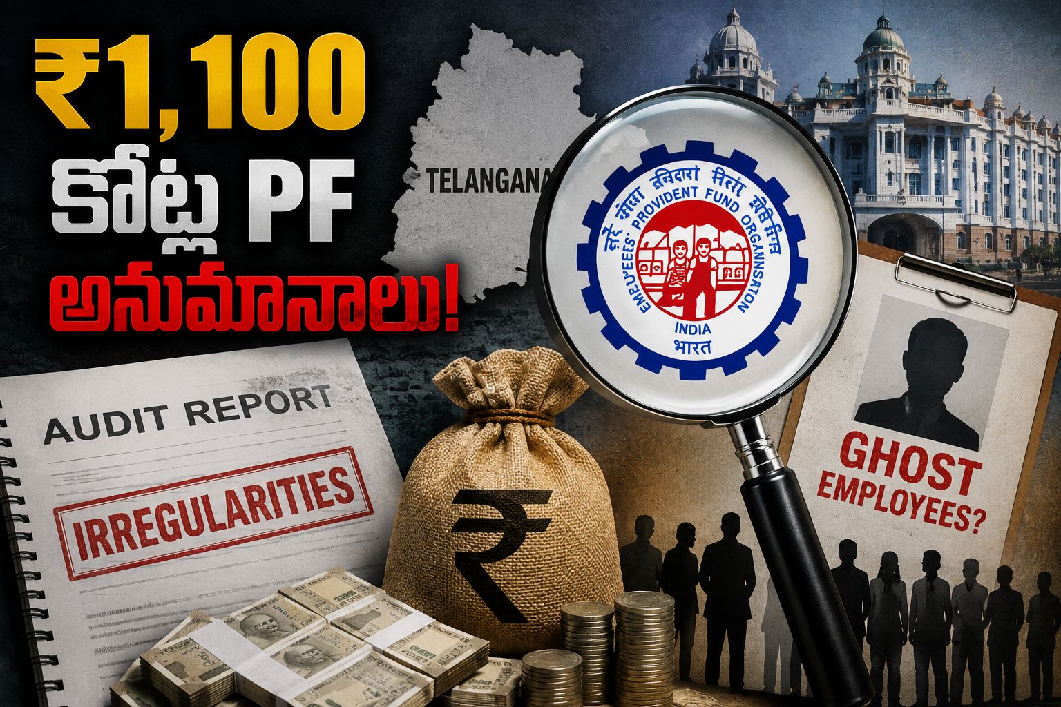 తెలంగాణలో రూ. 1,100 కోట్ల PF మిస్టరీ.. అసలు డబ్బెక్కడ?