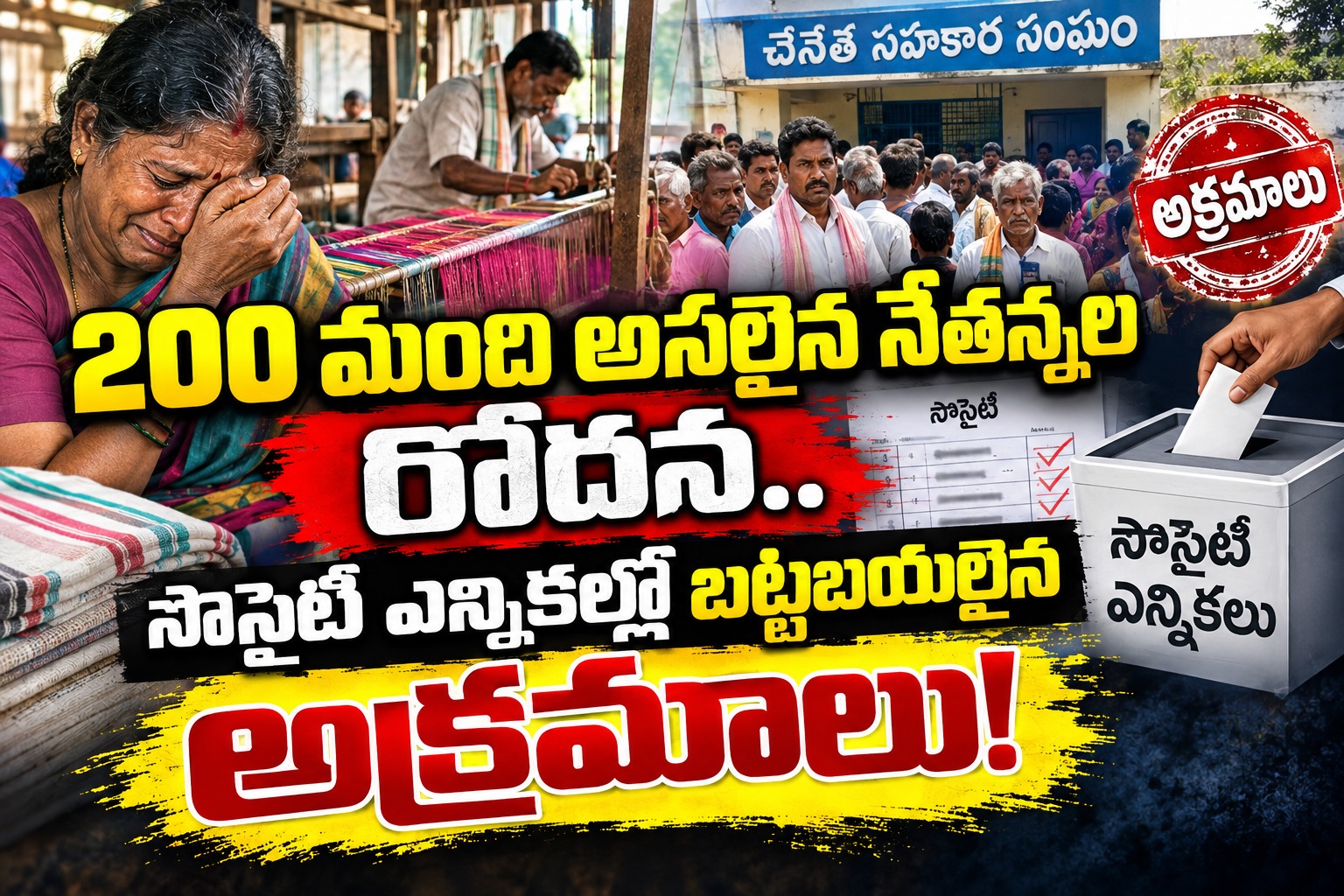 200 మంది అసలైన నేతన్నల రోదన.. సొసైటీ ఎన్నికల్లో బట్టబయలైన అక్రమాలు!