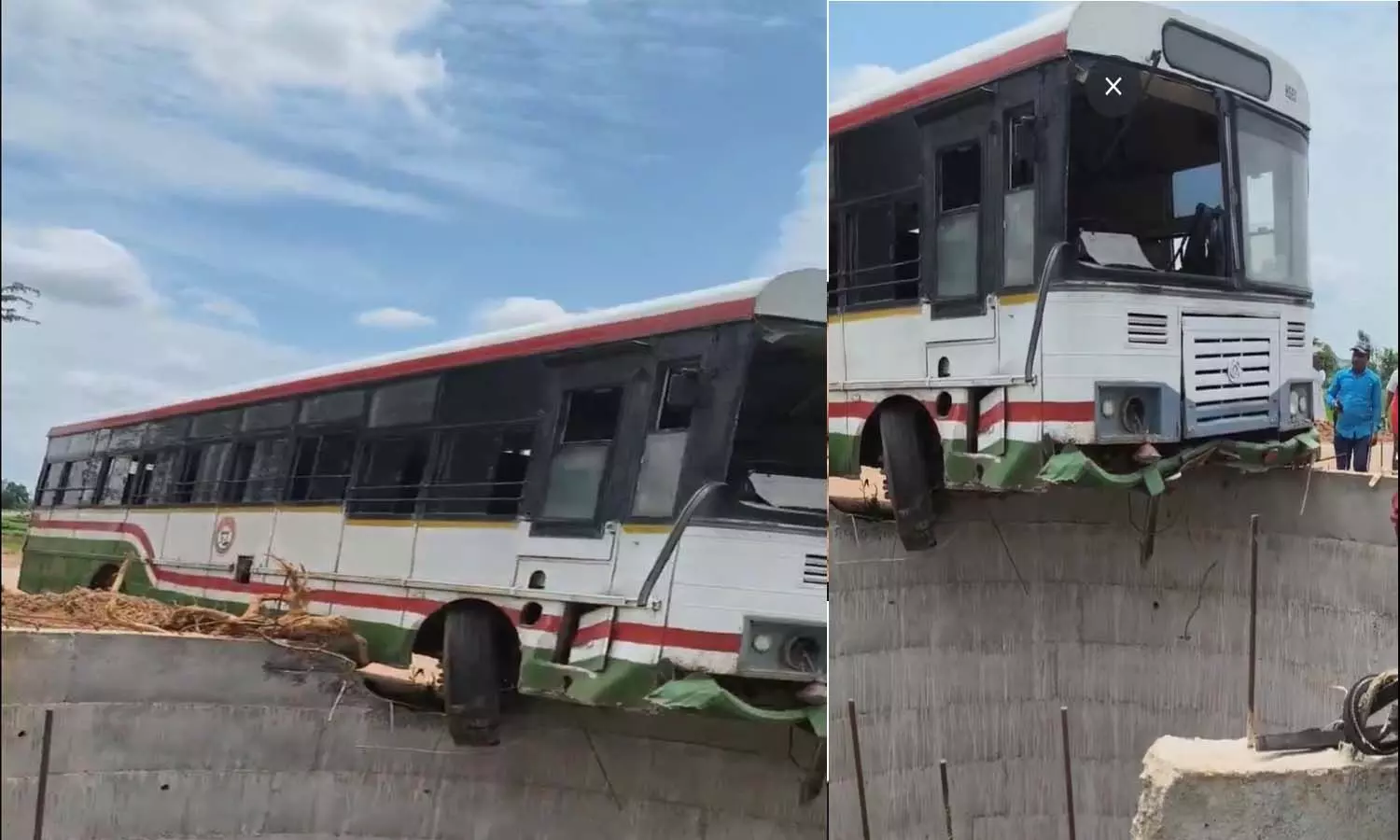 Husnabad: విరిగిన బస్సు స్టీరింగ్.. బావిలోకి దూసుకెళ్లిన ఆర్టీసీ బస్సు!.. వీడియో వైరల్..