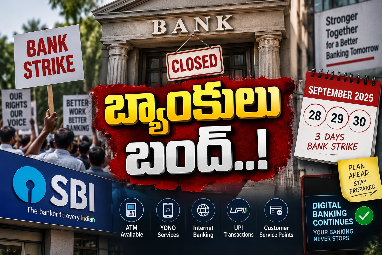 బ్యాంకు ఖాతాదారులకు అలర్ట్.. 3 రోజుల సమ్మెతో సేవలకు బ్రేక్? ఎస్బీఐ కీలక సూచనలు!