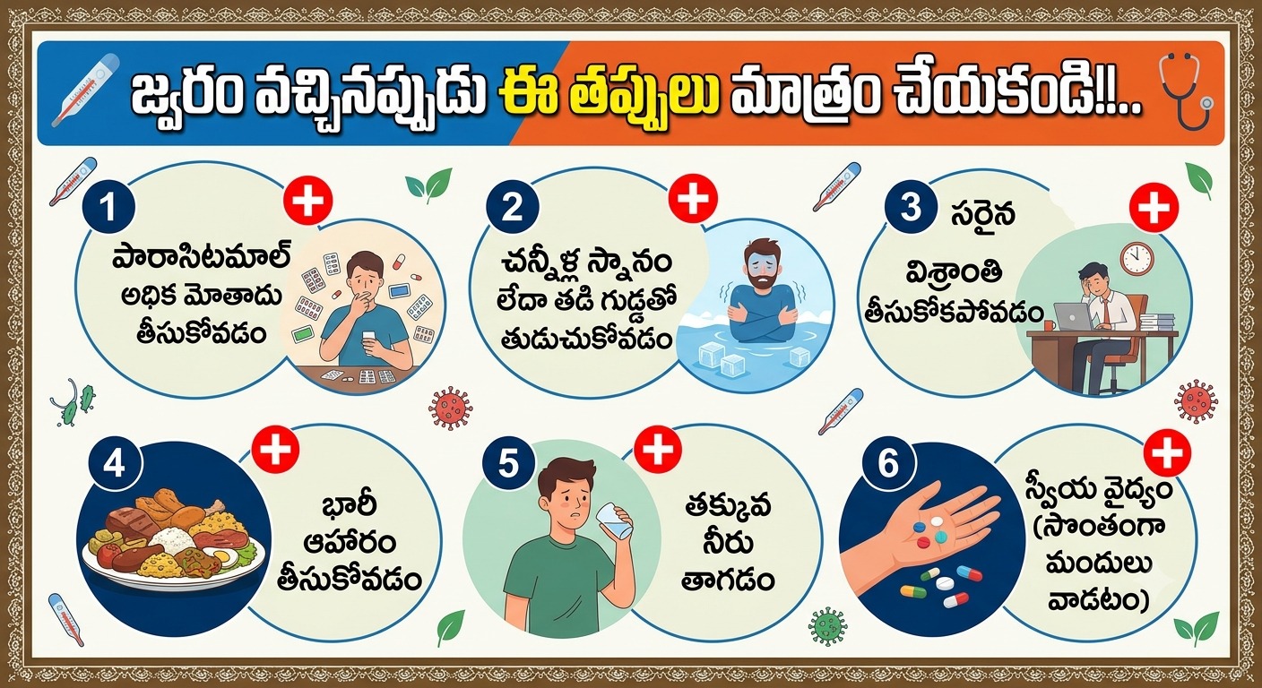 Health:జ్వరం వచ్చినప్పుడు ఈ తప్పులు మాత్రం చేయకండి!!..