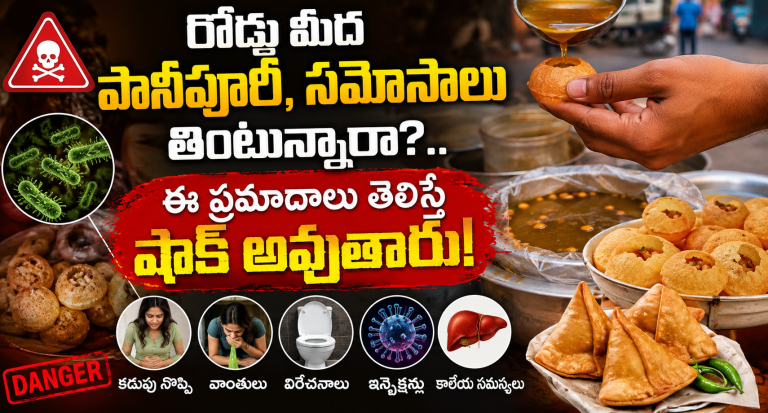 Health : రోడ్డు మీద పానీపూరీ, సమోసాలు తింటున్నారా?.. ఈ ప్రమాదాలు తెలిస్తే షాక్ అవుతారు!