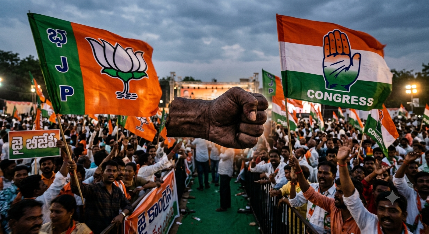 Karimnagar: కరీంనగర్‌లో రాజకీయ రణరంగం.. పీక్స్ లో కాంగ్రెస్-బీజేపీ మధ్య వార్!..