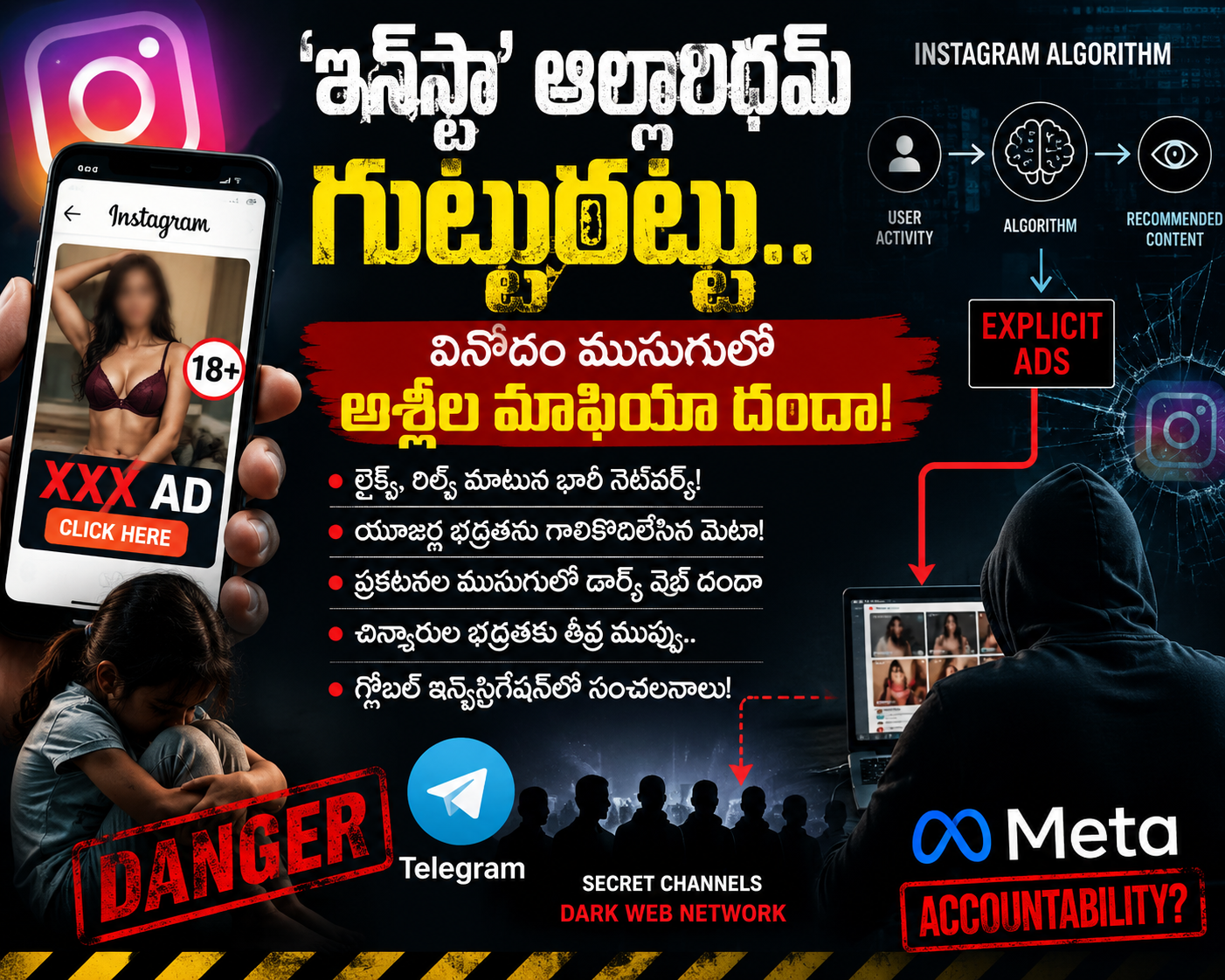 ‘ఇన్‌స్టా’ ఆల్గారిథమ్‌ గుట్టురట్టు.. వినోదం ముసుగులో అశ్లీల మాఫియా దందా!