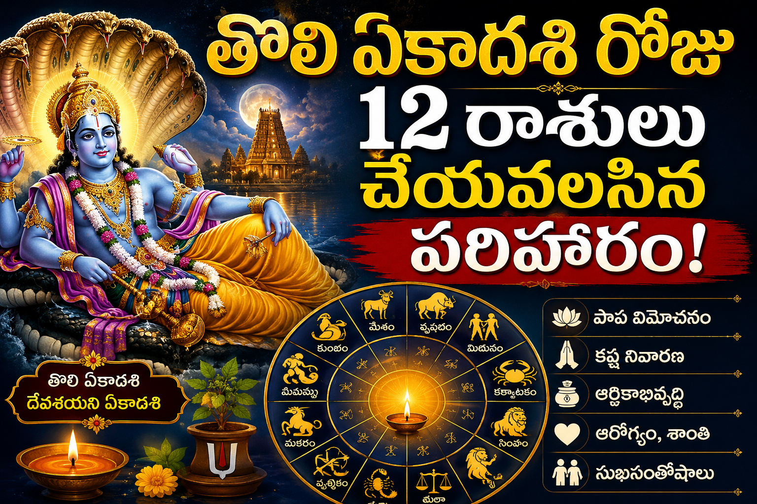 Spirituality: తొలి ఏకాదశి రోజు 12 రాశులు చేయవలసిన పరిహారం!..