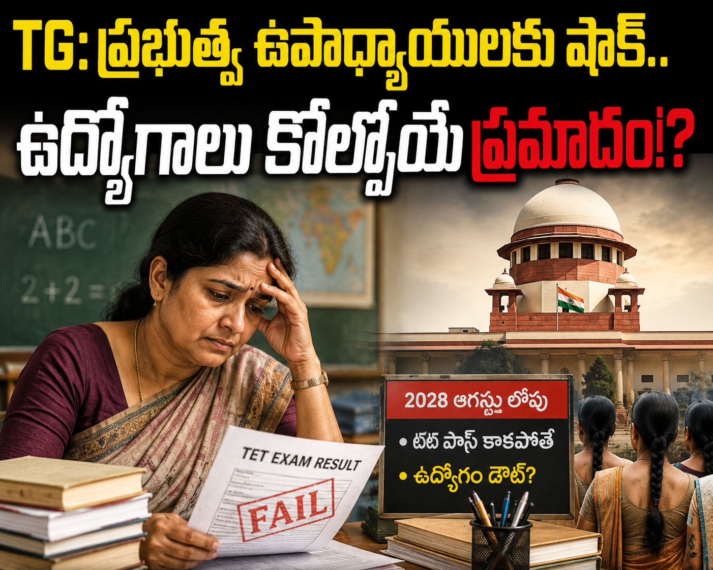 TG TET: ప్రభుత్వ ఉపాధ్యాయులకు షాక్.. ఉద్యోగాలు కోల్పోయే ప్రమాదం!?