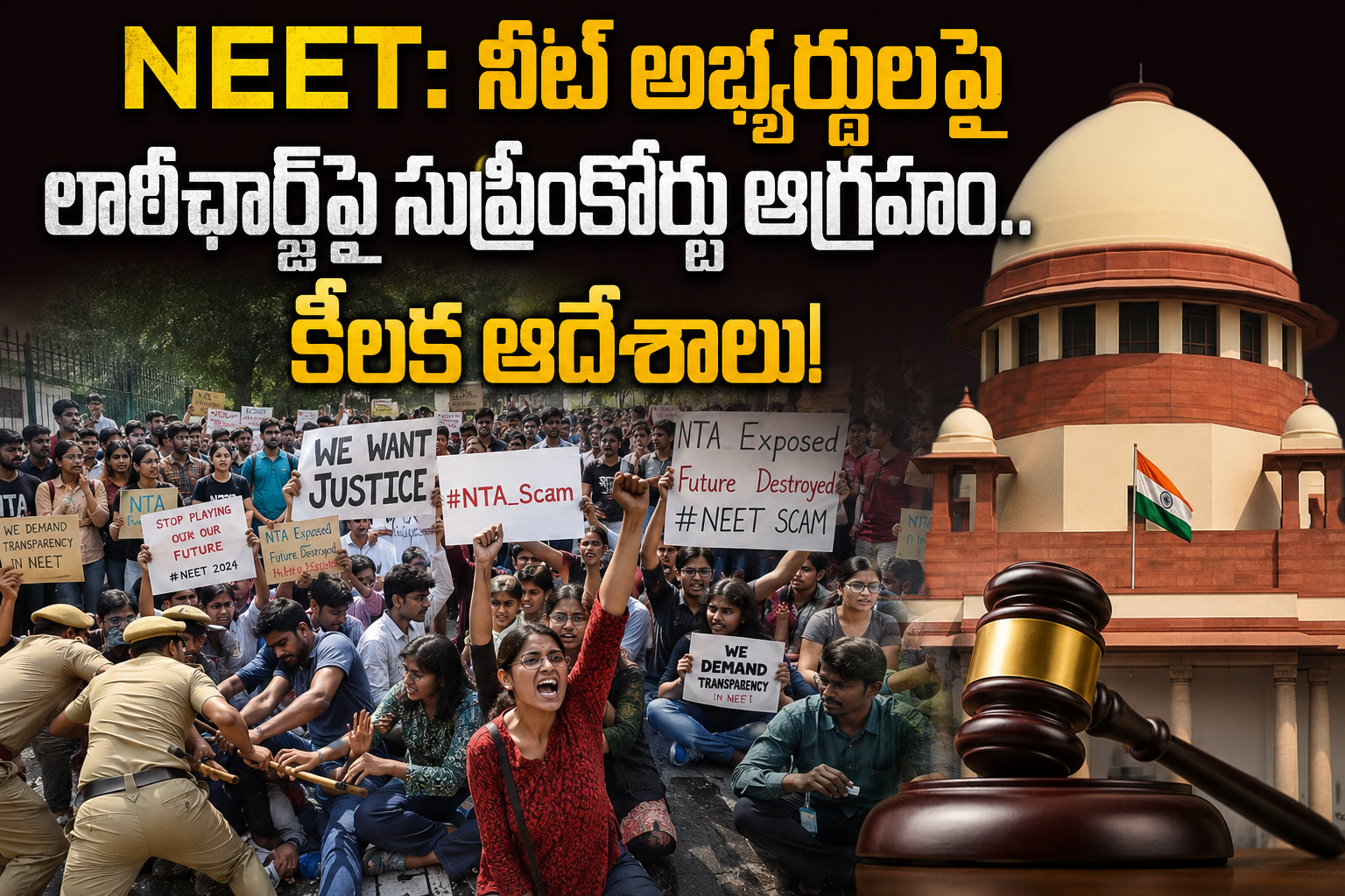 NEET: నీట్ అభ్యర్థులపై లాఠీఛార్జ్‌పై సుప్రీంకోర్టు ఆగ్రహం.. కీలక ఆదేశాలు!