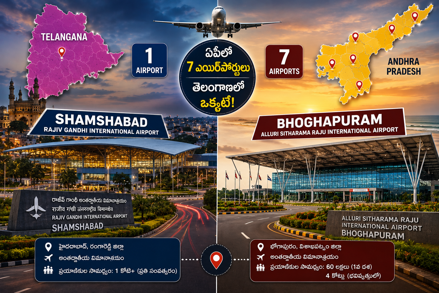 ఏపీలో 7 ఎయిర్‌పోర్టులు.. తెలంగాణలో ఒక్కటే..! ఎందుకీ భారీ తేడా?
