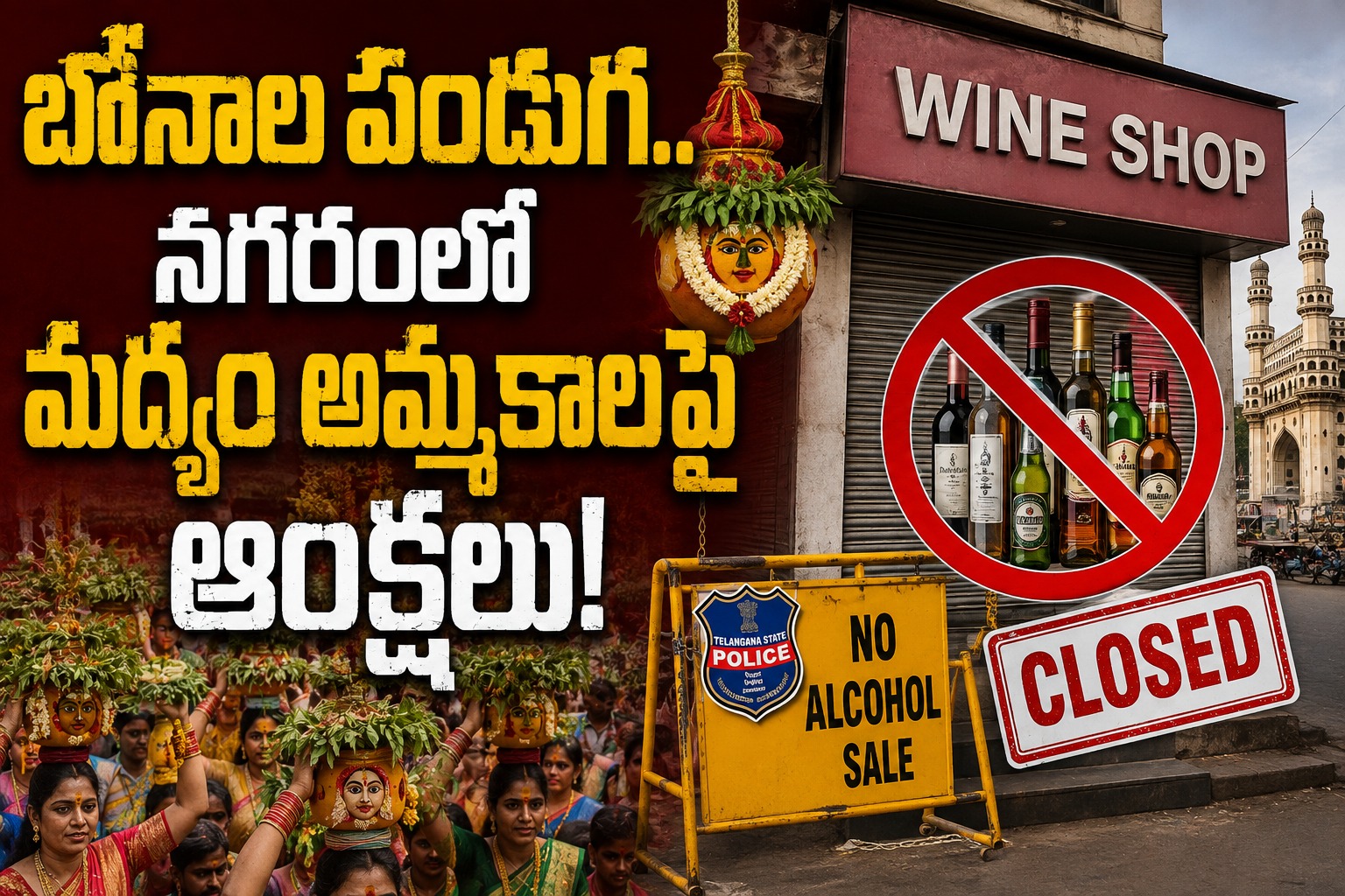 బోనాల వేడుక.. నగరంలో మద్యం అమ్మకాలపై ఆంక్షలు!