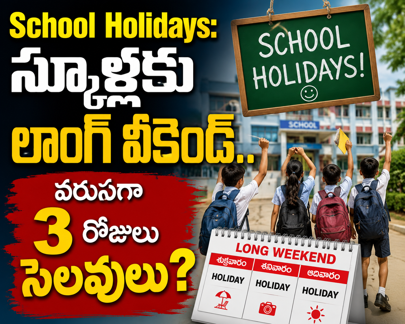School Holidays: స్కూళ్లకు లాంగ్ వీకెండ్.. వరుసగా 3 రోజులు సెలవులు?